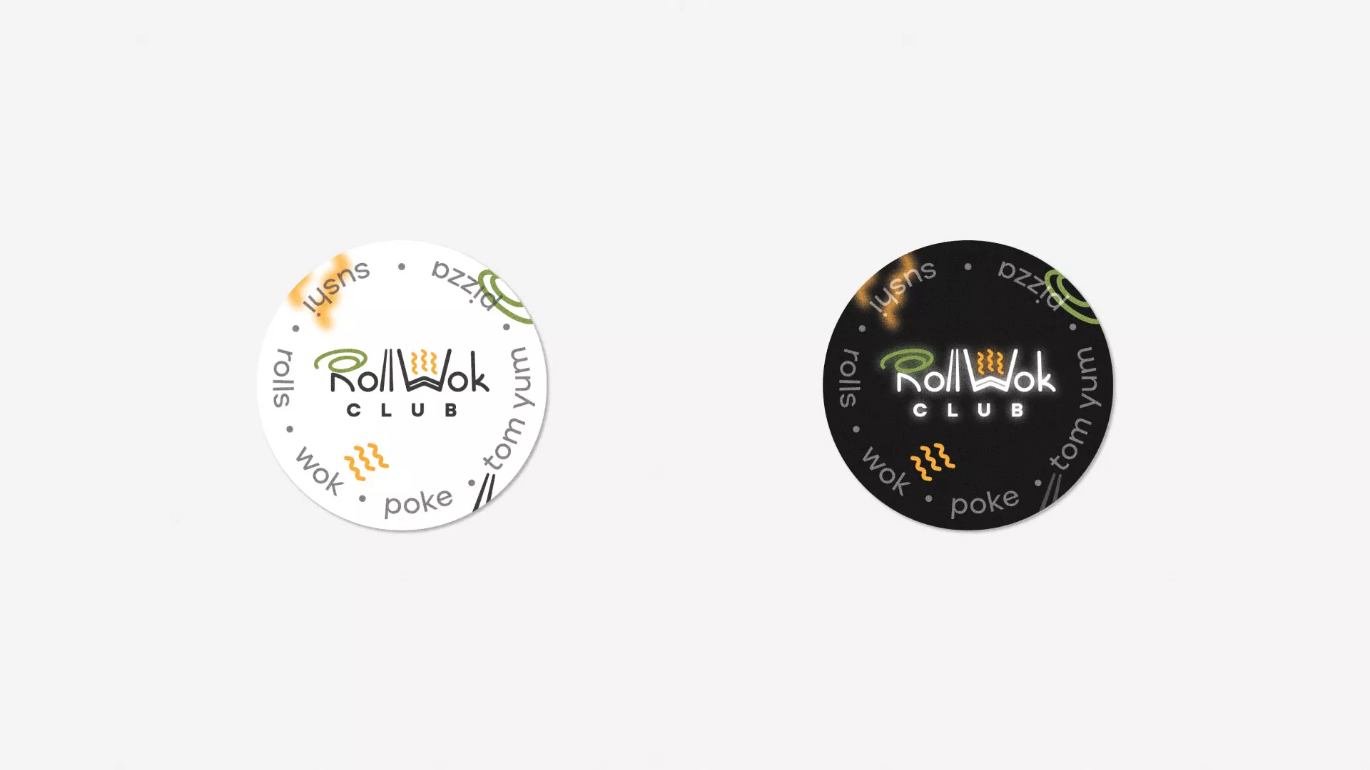 Разработка наклеек для суши-бара «Roll Wok Club» в Глазове
